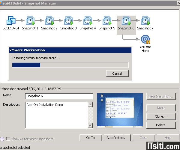 Revert or Go To VMware Workstation 7 Snapshot Restore